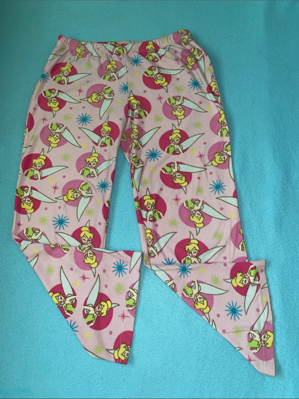 BRIEFLY STATED Tinker Bell fleece pull on pajama pant pink Disney size M